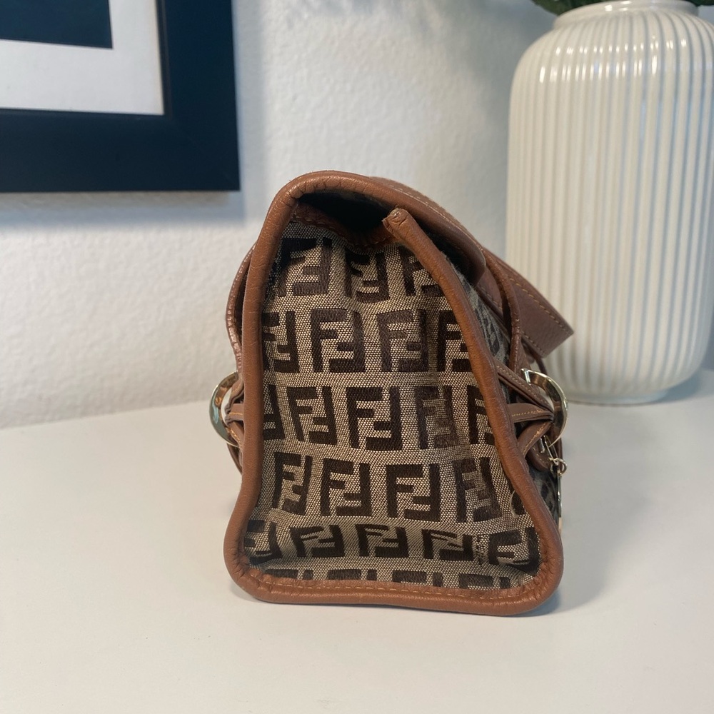 FENDI Zucchino Canvas Shoulder Bag Mini Tote - Picture 9 of 15